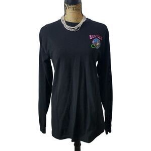 Buc-Ees Womens M Out Of This World Black Graphic Long Sleeve T-Shirt Spacecore